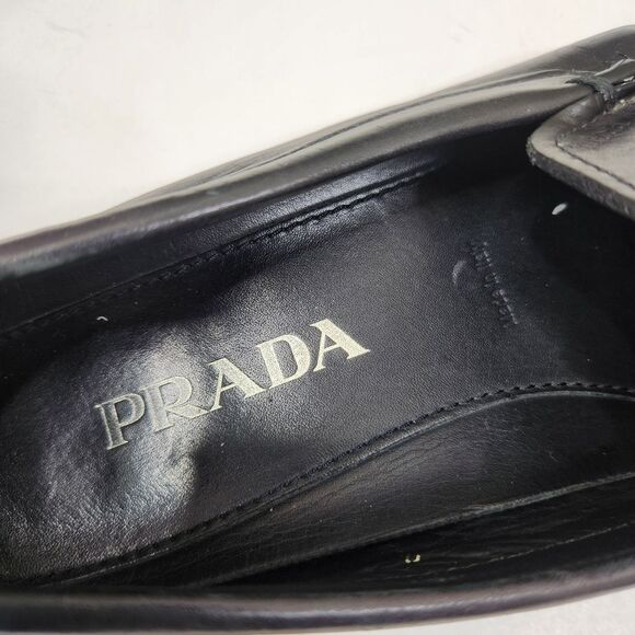 Prada Mens Black Leather Slip On Driving Loafer Shoes 8.5 - Picture 7 of 9